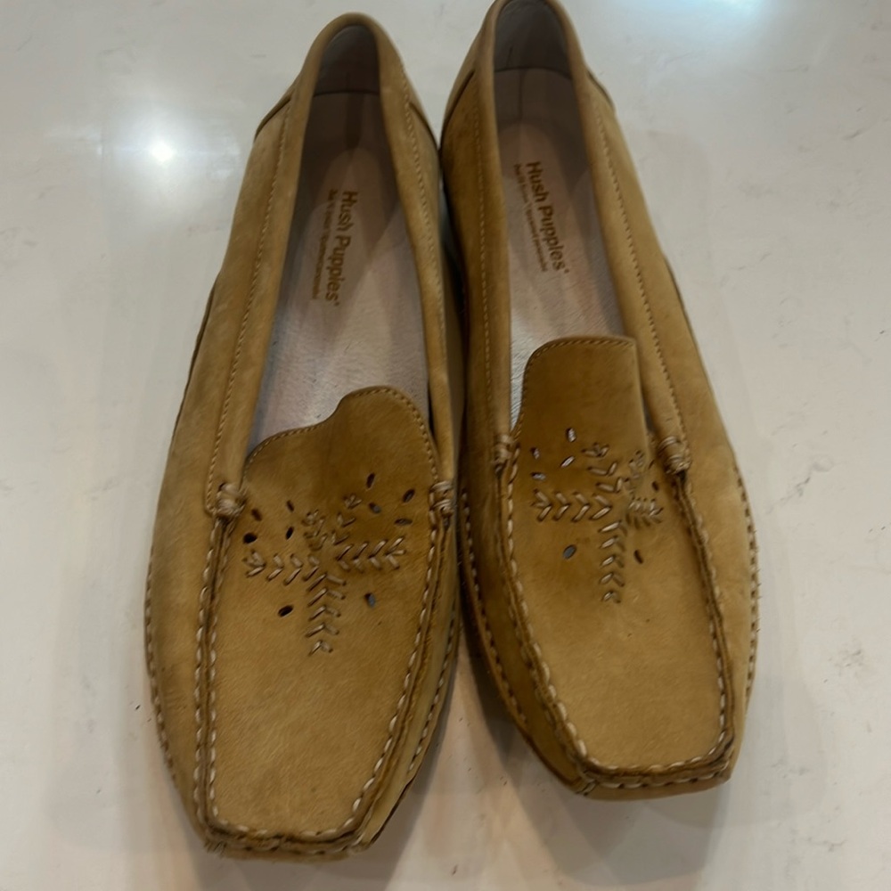 Hush puppies moccasin genuine leather upper dualfit system loafers 10m women tan
